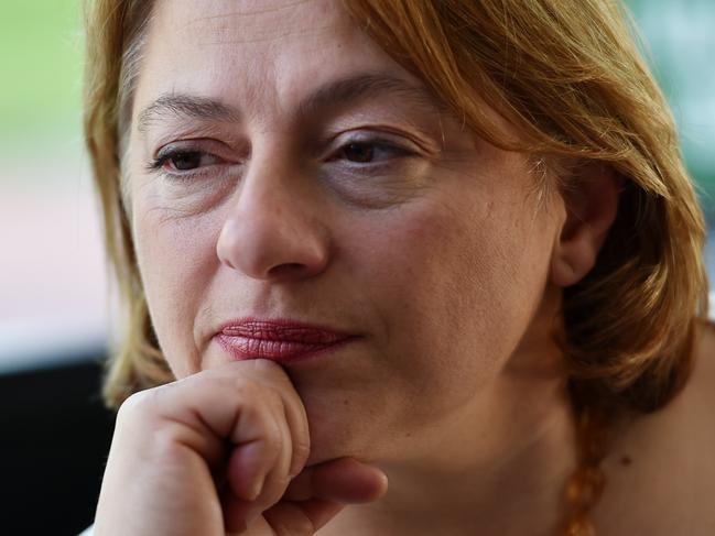 Former Federal Liberal frontbencher Sophie Mirabella speaks to truck owner-driver Peter Ling in the seat of Indi, Wodonga, Monday, April 11, 2016. Ling has been without work since the controversial Road Safety Â­Remuneration Tribunal passed a safe rate order for self-employed truck drivers. (AAP Image/Tracey Nearmy) NO ARCHIVING