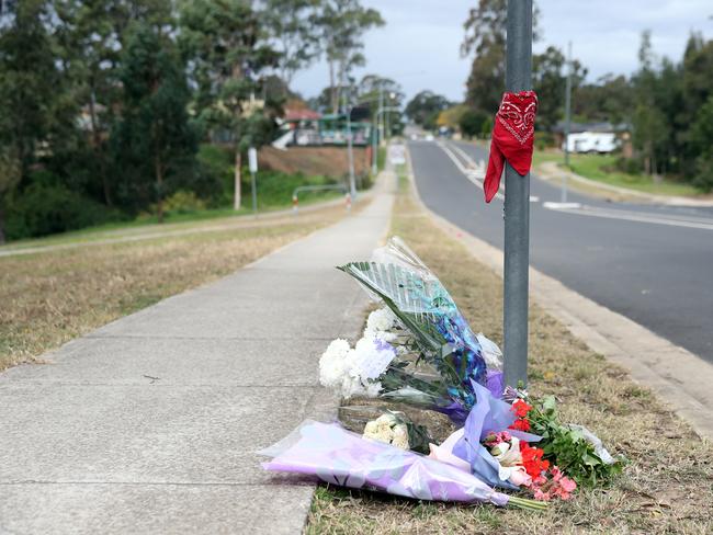 Flowers at the scene were Alex Ioane was beaten and killed on Friday night. Picture: Richard Dobson