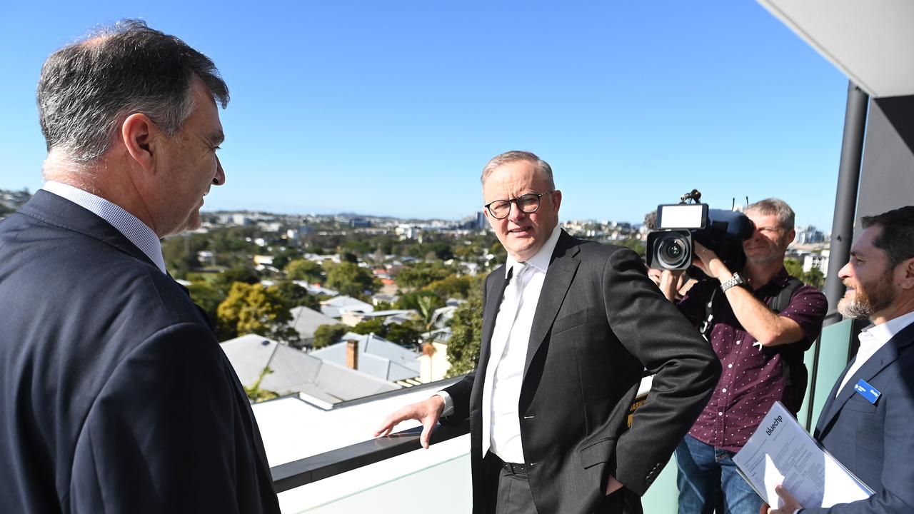 Mr Albanese pushed for the HAFF bill while visiting a housing estate looks around a housing estate in Brisbane. Picture: NCA NewsWire / John Gass