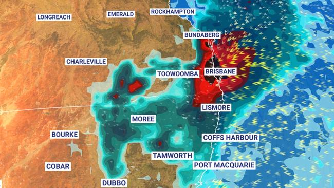 There could be huge downpours in Queensland over the coming days. Picture: Sky News Weather.