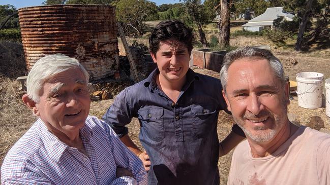 Three generations of wine professionals: Robert Hesketh with grandson Angus and son Jonathon.