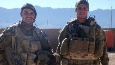 David Cottrel (left) and Adrian Sutter at Tarin Kowt, Afghanistan.