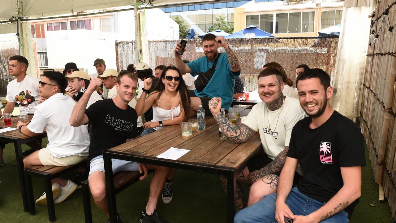 Fans watching the AFL grand final at the Inn Hotel in Geelong. Picture: David Smith.