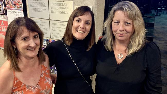 Leanne Fry, from Beaconsfield, Andrea Mayfield, from Mackay, and Leana McLeod, from Kinchant Dam, at Jon Stevens – The Noiseworks and INXS Collection at the MECC on Friday night. Picture: Rae Wilson