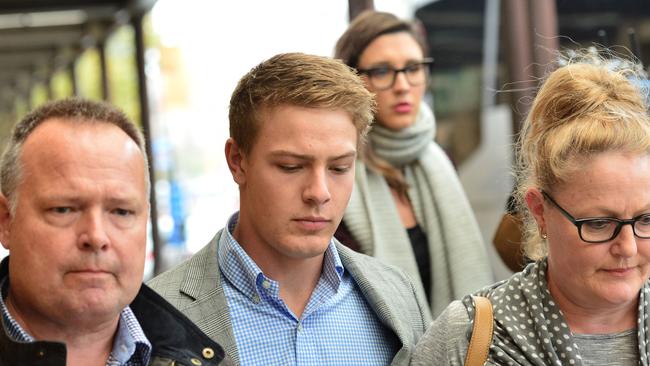 Reece Watherston, centre, has pleaded not guilty to manslaughter. Picture: AAP/ Keryn Stevens.