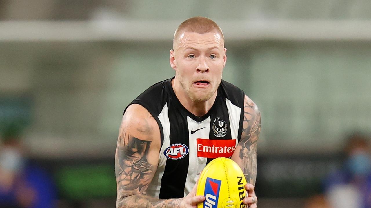 Jordan De Goey’s AFL future is up in the air. (Photo by Michael Willson/AFL Photos via Getty Images)