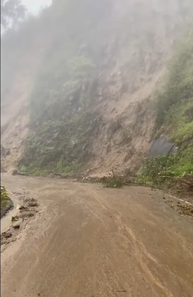 Landslides at Eungella in the Pioneer Valley as rain continues to lash the region.