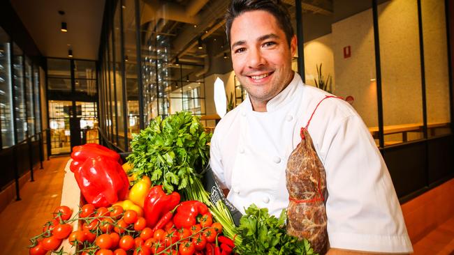 Chef Simon Moss in the new Brunetti restaurant, which opens in Flinders Lane this month. Picture: Nicole Cleary