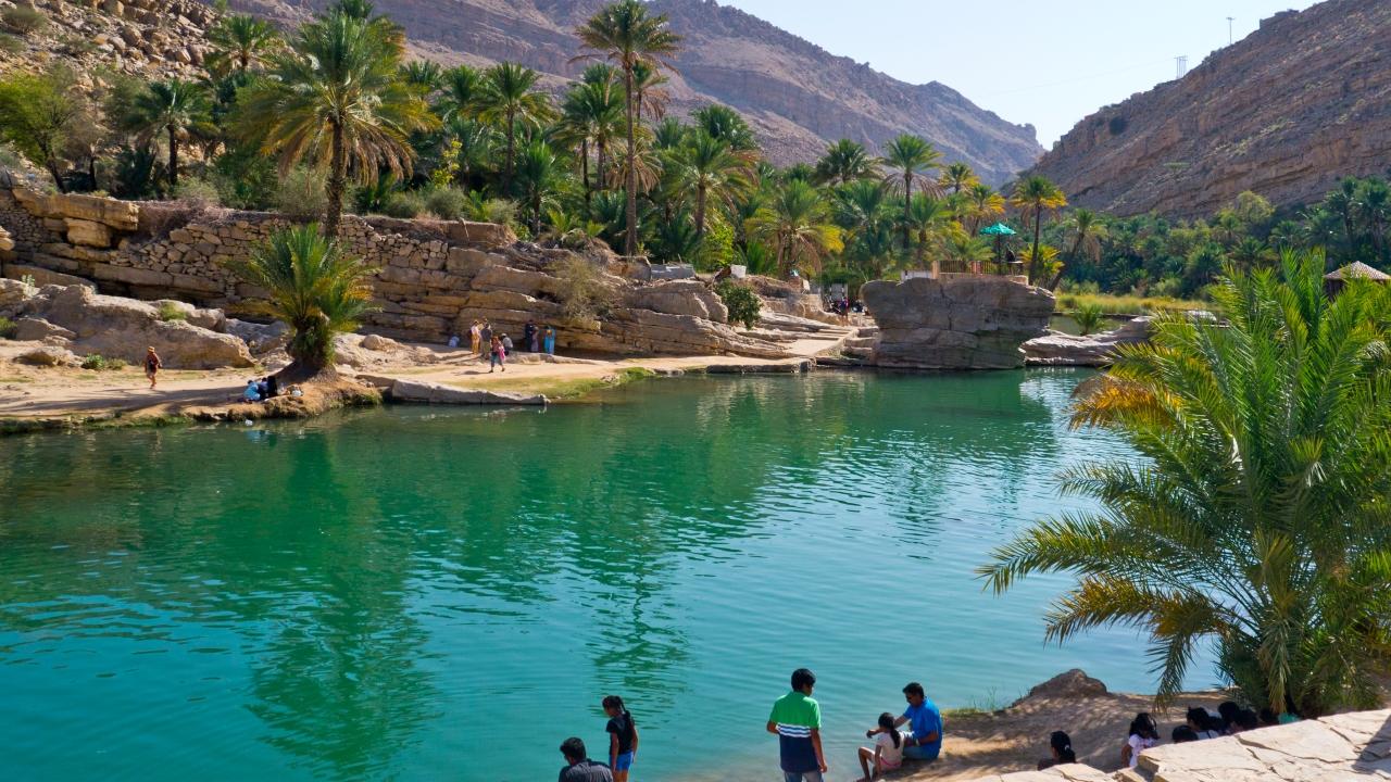Wadi Bani Khalid on Oman ... a true oasis in the desert. Picture: Getty