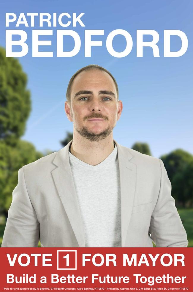 Patrick Bedford ran for mayor of Alice Springs last year.