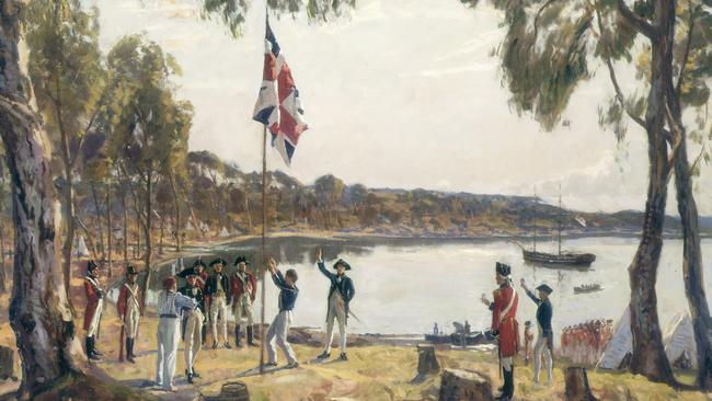 12/09/2008. The Founding of Australia. By Capt. Arthur Phillip R.N. Sydney Cove, Jan. 26th 1788, a 1937 oil sketch by Algernon Talmage. Courtesy the State Library of NSW. Picture: Supplied