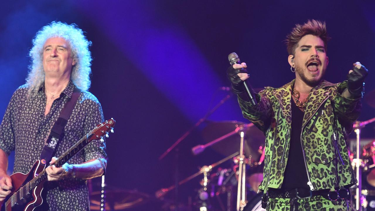 Queen’s Brian May and Adam Lambert. Picture: Peter Parks/AFP