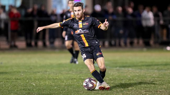 Dylan Smith grabbed one of MetroStars’ four goals in their comeback win against Para Hills. Picture: Adam Butler