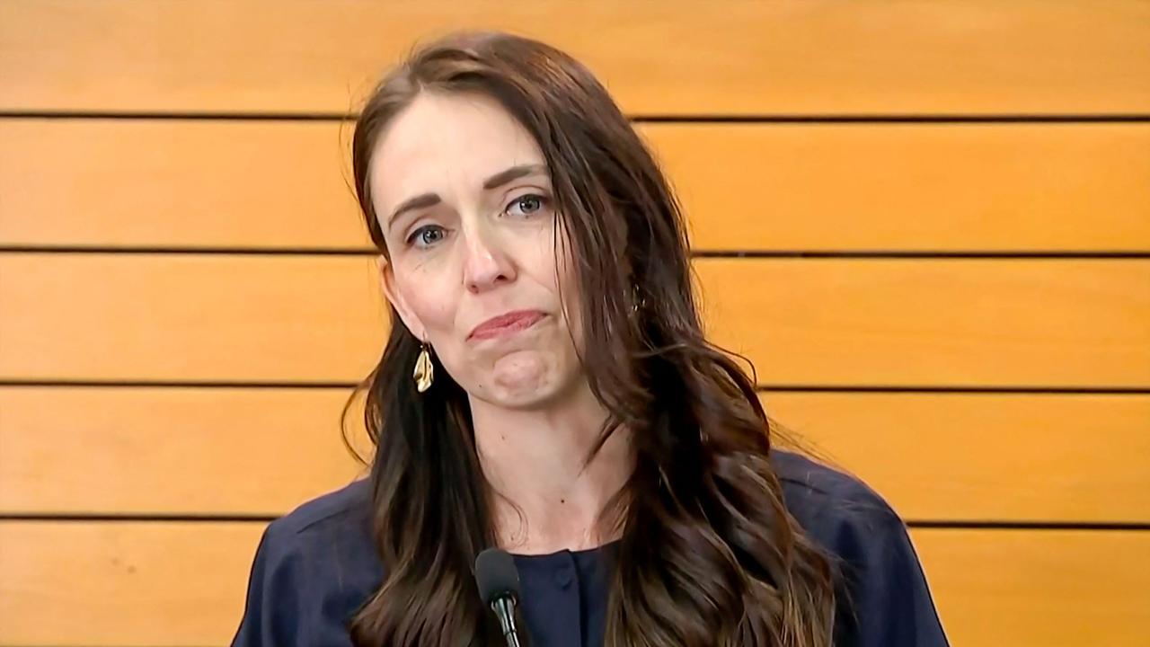 Prime Minister Jacinda Ardern announcing she would stand down on February 7. Picture: TVNZ via AFPTV