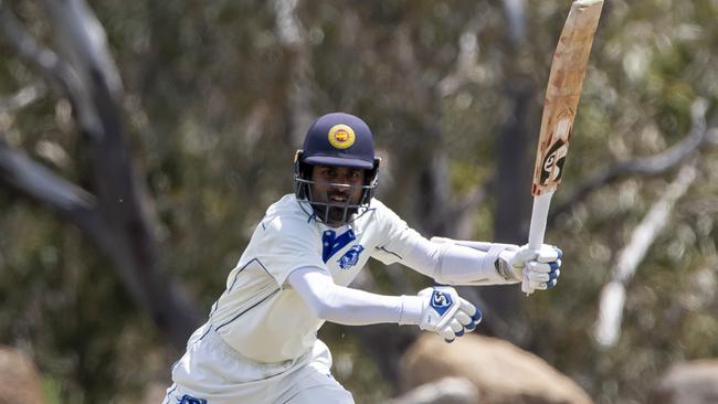 Kaushal Silva in action for Greenvale Kangaroos. Picture: Andy Brownbill