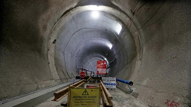 Inside one of the new tunnels as part of the Cross River Rail project. Pics Tara Croser.