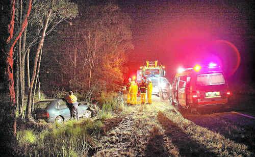 A woman escaped with no injuries in this smash on the Pacific Hwy. Picture: Frank Redward