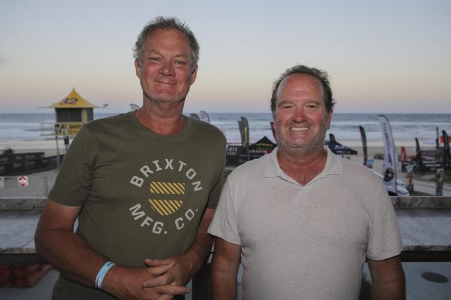 <p>Steve Wilson and Adam Longhurst. The Pulse for Shaw and Partners Shannon Eckstein Ironman Classic awards evening at Northcliffe Surf Lifesaving Club Saturday the 11th of February. Picture: Marcelo Lang</p>