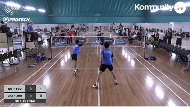 Replay: Victorian Open Badminton Championships Day 1 - Christopher Alexander Go & Caleb Teo v Yash Jha & Brian Johnson (BD U15 final - retired)