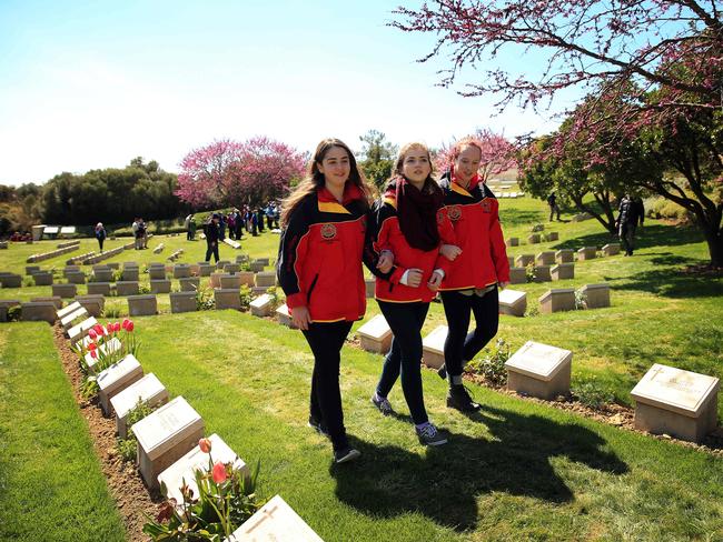 Barker students Sophia Murray-Walker, Georgia Billyard and Caitlin Williams / Picture: Sam Ruttyn