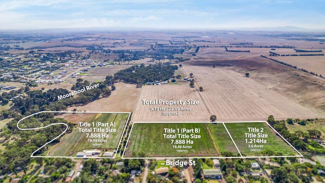 The 9.1ha property is spread over several parcels.