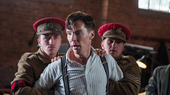 In this image released by The Weinstein Company, Benedict Cumberbatch, center, appears in a scene from 