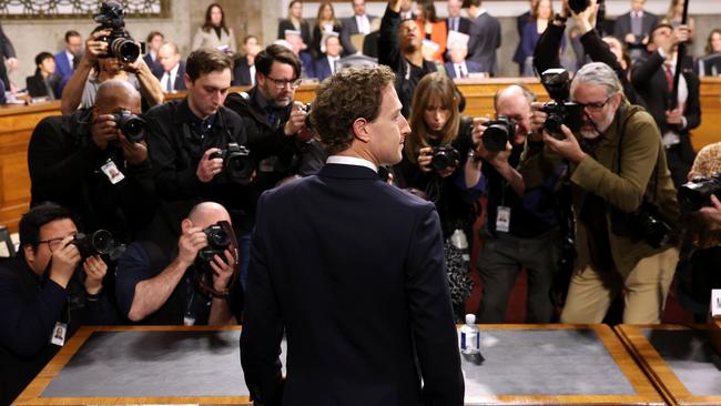 Mark Zuckerberg, CEO of Meta, arrives to testify during a Senate Judiciary Committee hearing.