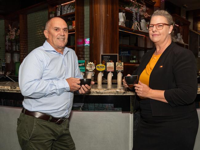 Member for Brennan Marie-Clare Boothby with The Reserve general manager Brad Morgan discussing the impact of anti-social behaviour on NT tourism. Picture: Pema Tamang Pakhrin