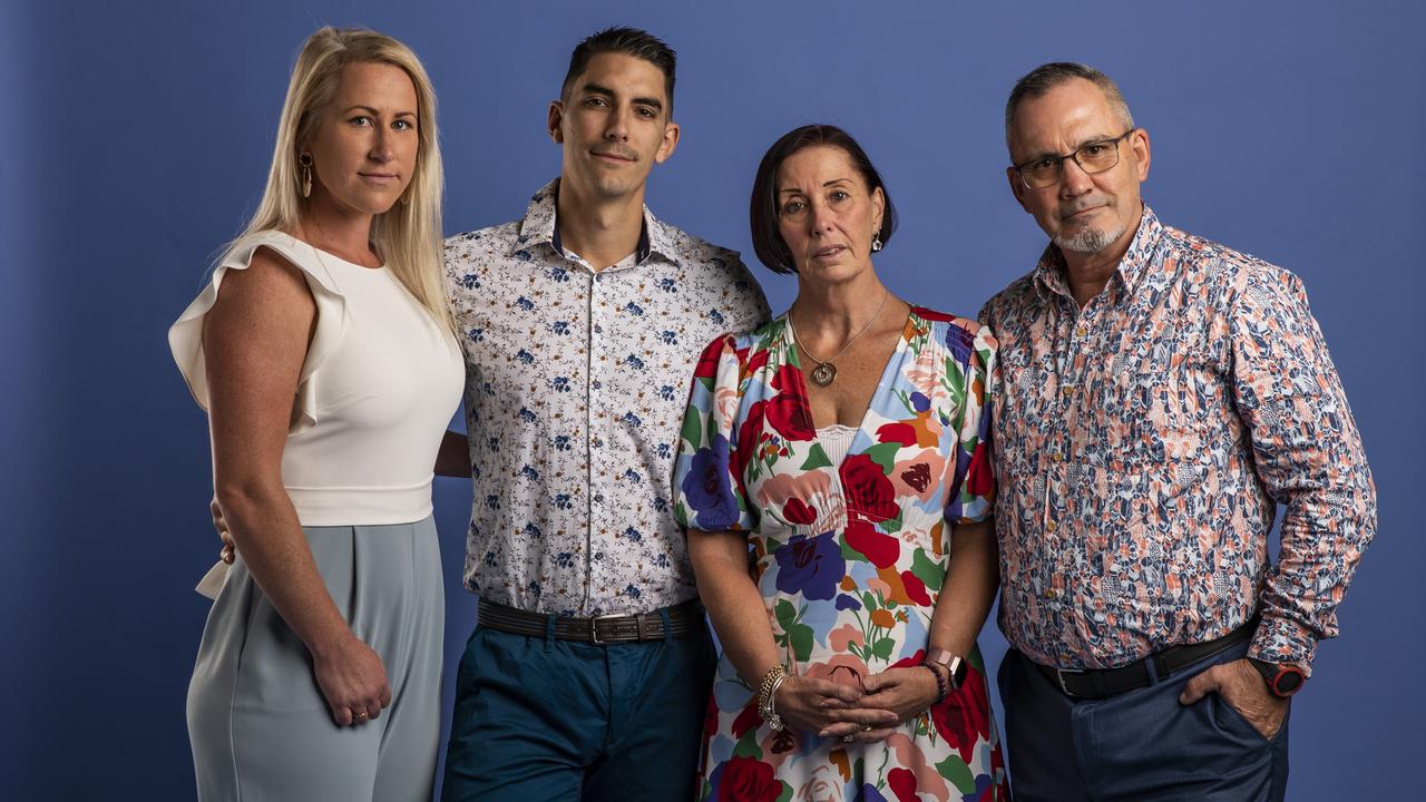 Hannah’s parents Lloyd and Suzanne Clarke with her brother Nat Clarke and his wife Stacey. Photo: Mark Cranitch.