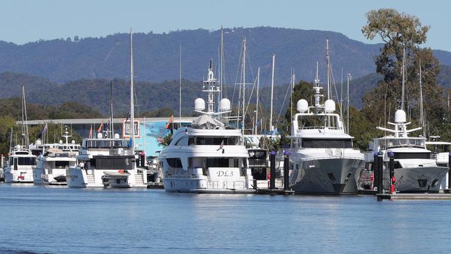 Superyachts at The Boat Works at Coomera. Picture: Glenn Hampson.