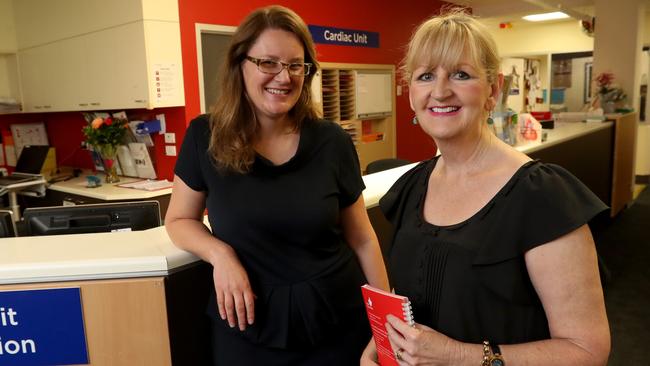 Calvary Health Care chief Juanita Ielasi and UniSA of nursing and midwifery head Carol Grech. Picture: Kelly Barnes