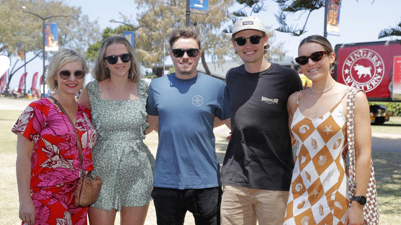 Natalie Le Breton, Chloe Donald, Kirby Lloyd, Bevan Lloyd and Sammy Staines during the 10th Groundwater Country Music Festival. Picture: Regi Varghese