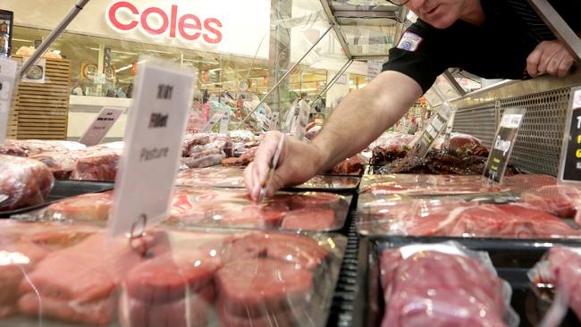 Coles is shutting down its in store butchers. Picture: Kelly Barnes/The Australian.