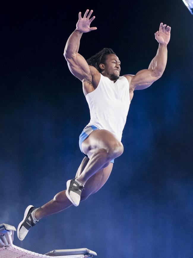 Kwame Duah in Nine’s hit show Australian Ninja Warrior. Picture Channel Nine.