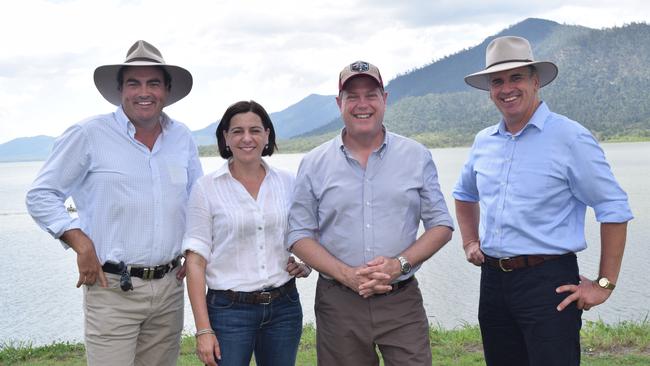 The LNP’s Jason Costigan, Deb Frecklington, Tim Nicholls and Dale Last on the campaign trail.