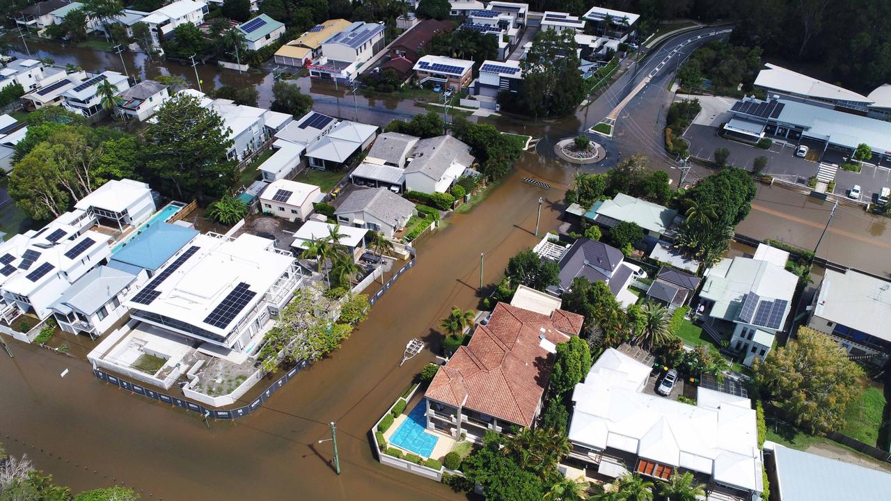 Hilton Tce, Tewantin, remains closed after heavy rainfall over the weekend. (aerial photos Noosa River). Picture: Patrick Woods.