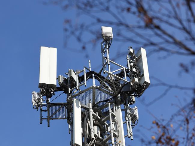 ADELAIDE, AUSTRALIA - NewsWire Photos June 21,  2021:  A generic picture of a mobile phone tower in Adelaide. Major telco companies are slapping Australians with higher fees and plans. The Australian Competition and Consumer Commission has unveiled new research indicating Telstra, Vodafone and Optus have all inflated the cost of plans since July last year: NCA NewsWire / David Mariuz