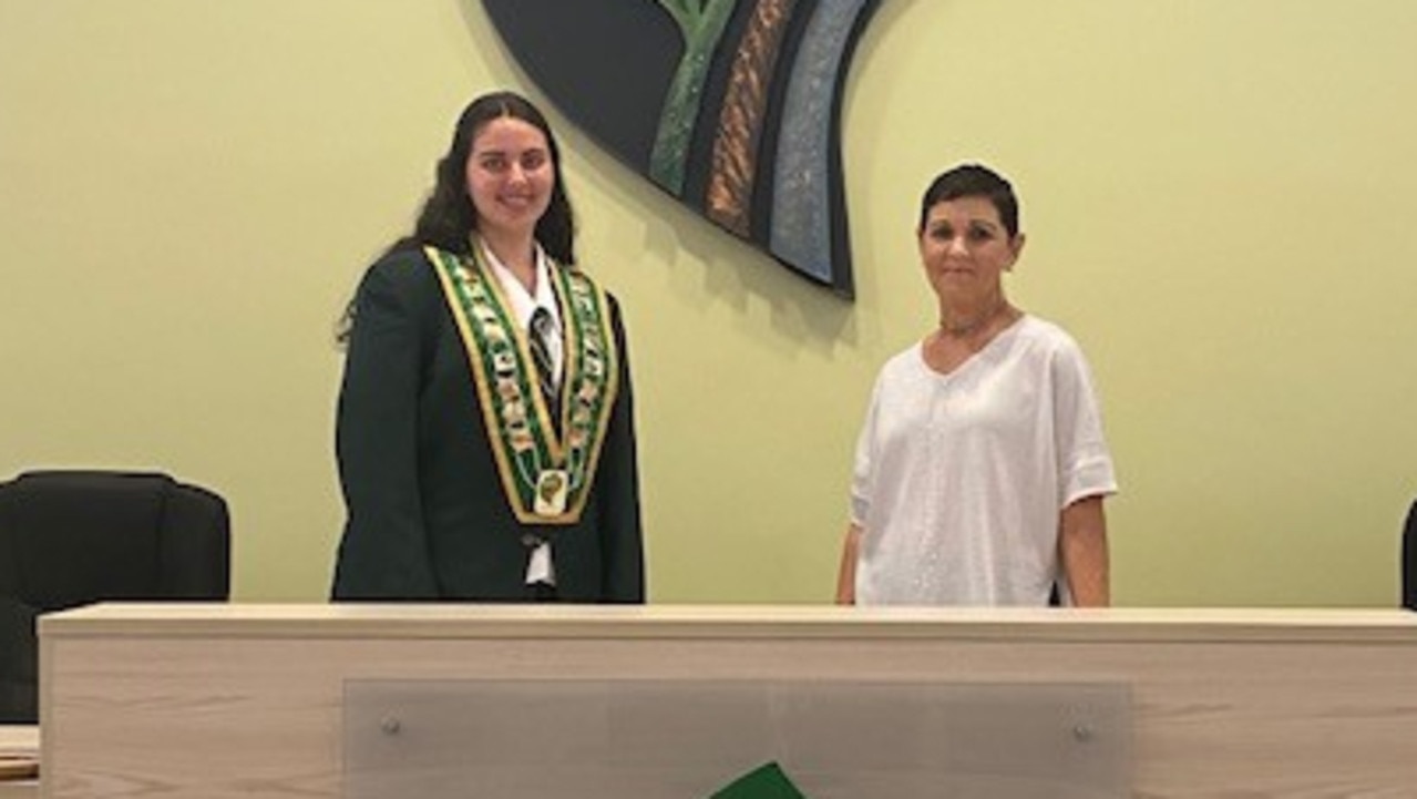 Lockyer Valley Regional Council mayor Tanya Milligan with Lockyer District State High School year 11 student Cindy Storey.