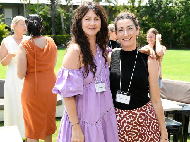 Tamara West and Kerrin Sampson at the NQ Women's Leadership Forum in Townsville. Picture: Shae Beplate.