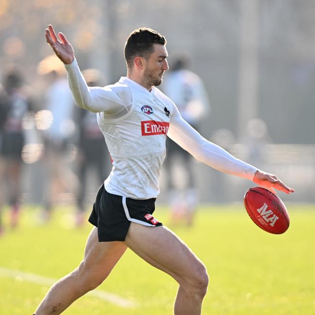 Daniel McStay’s return could be crucial to Collingwood’s finals hopes with Brody Mihocek set to miss the rest of the season and Darcy Cameron treated after the game for cracked ribs. Picture: Daniel Pockett / Getty Images
