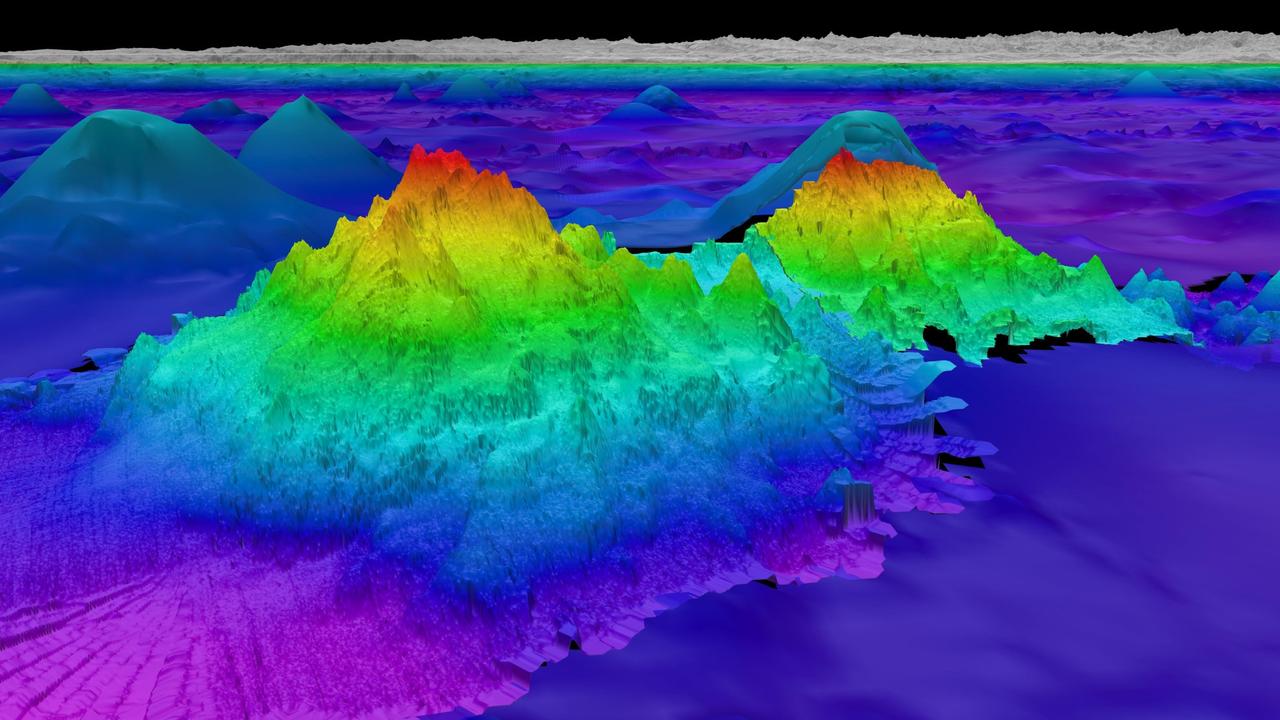 A gigantic underwater mountain range has been discovered near Chile. Picture: Schmidt Ocean Institute
