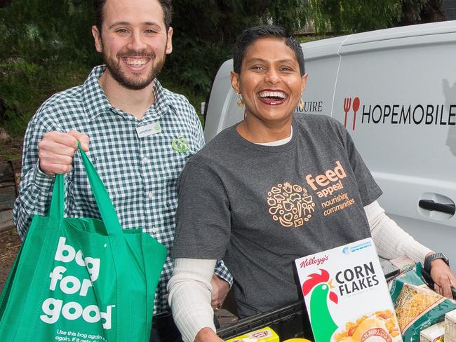 Woolworths Victorian Operations Manager Johnathon Gretch and Feed Appeal chief executive Katherine Gokavi-Whaley hope the 2020 Feed Appeal will help feed those most in need