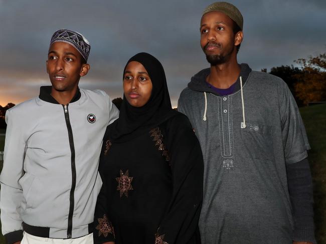 His siblings Abadirachman Ibrahim, Luul Ibrahim and Abdifatah Ibrahim on the evening before they buried their little brother. Picture Gary Ramage