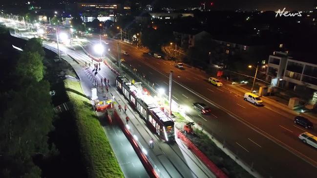 Sydney's 1st new tram on the move