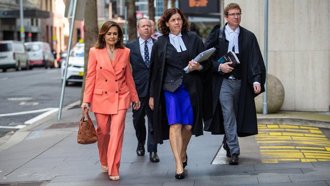 Lisa Wilkinson (L) arrives at the Federal Court in Sydney on Thursday. Picture: NCA NewsWire / Christian Gilles