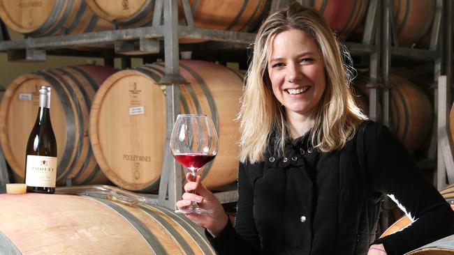 Wine maker Anna Pooley at their wine making plant at Cambridge. Tasmanians consume almost 50% of local wine produced in Tasmania. Picture Nikki Davis-Jones