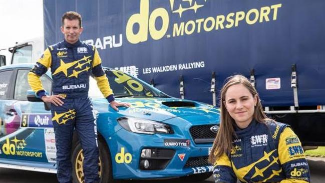 Rally car driver Molly Taylor and her navigator ahead of the finale of the rally series.