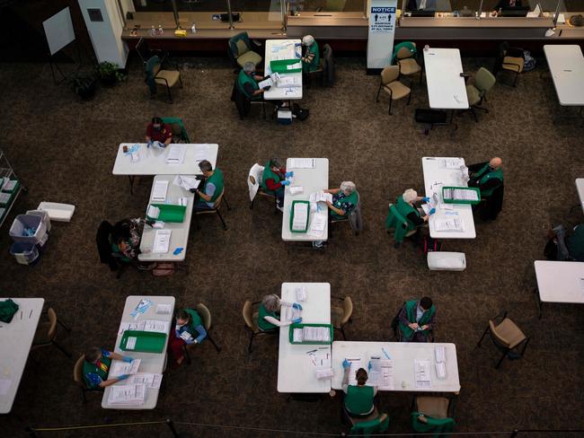 Election judges verify and count ballots at the Denver Elections Division building on election day on November 3, 2020 in Denver, Colorado. Picture: Chet Strange/AFP