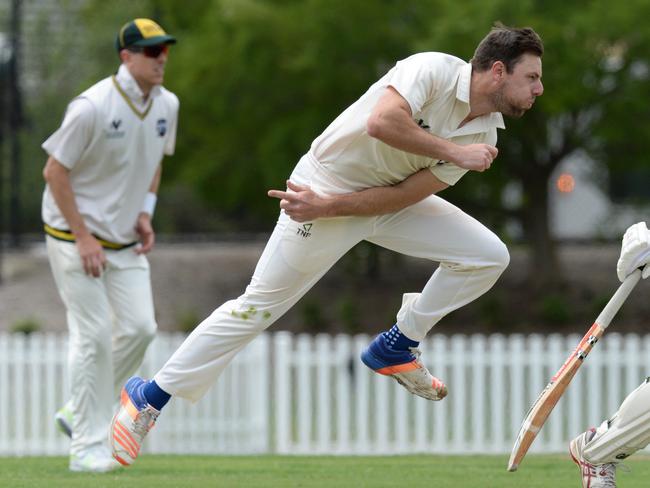 Matt Whittaker pushes through the crease. Picture: Chris Eastman/AAP