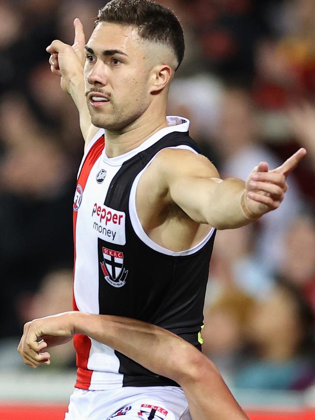 Jade Gresham gives his banana kick goal his seal of approval. Picture: Getty Images